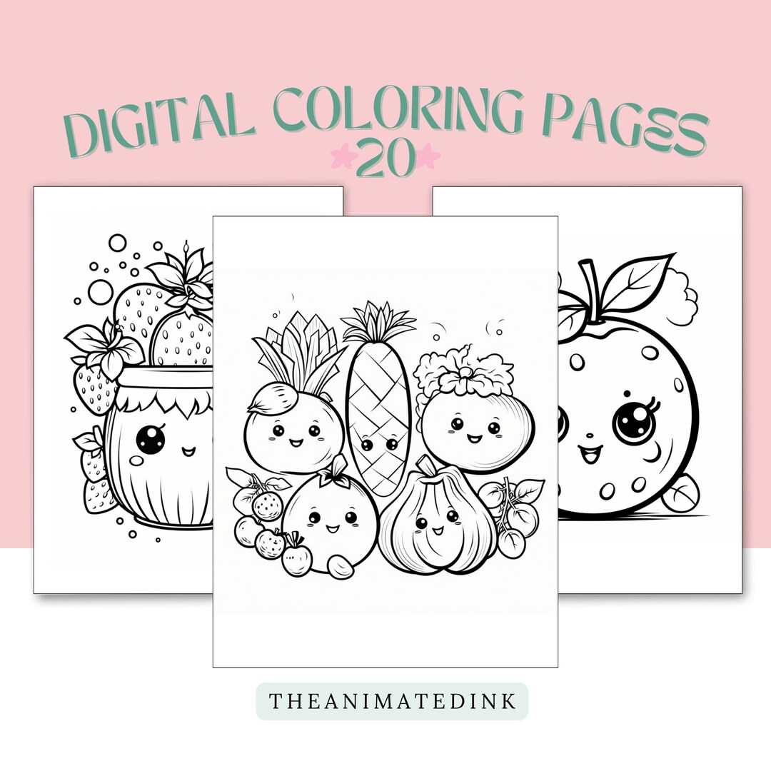 Easy Kawaii Coloring Pages for Kids, Toddlers - Etsy