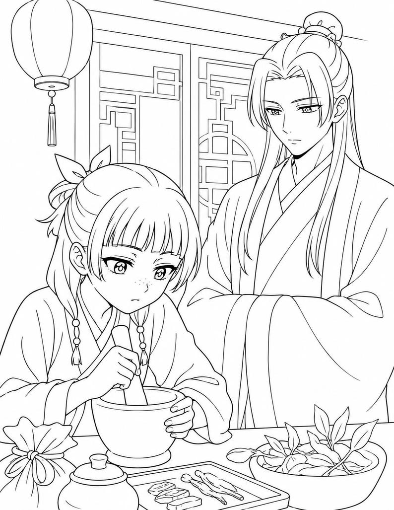 The Apothecary Diaries Coloring Book | Anime Coloring Printable Pages (Digital Download)