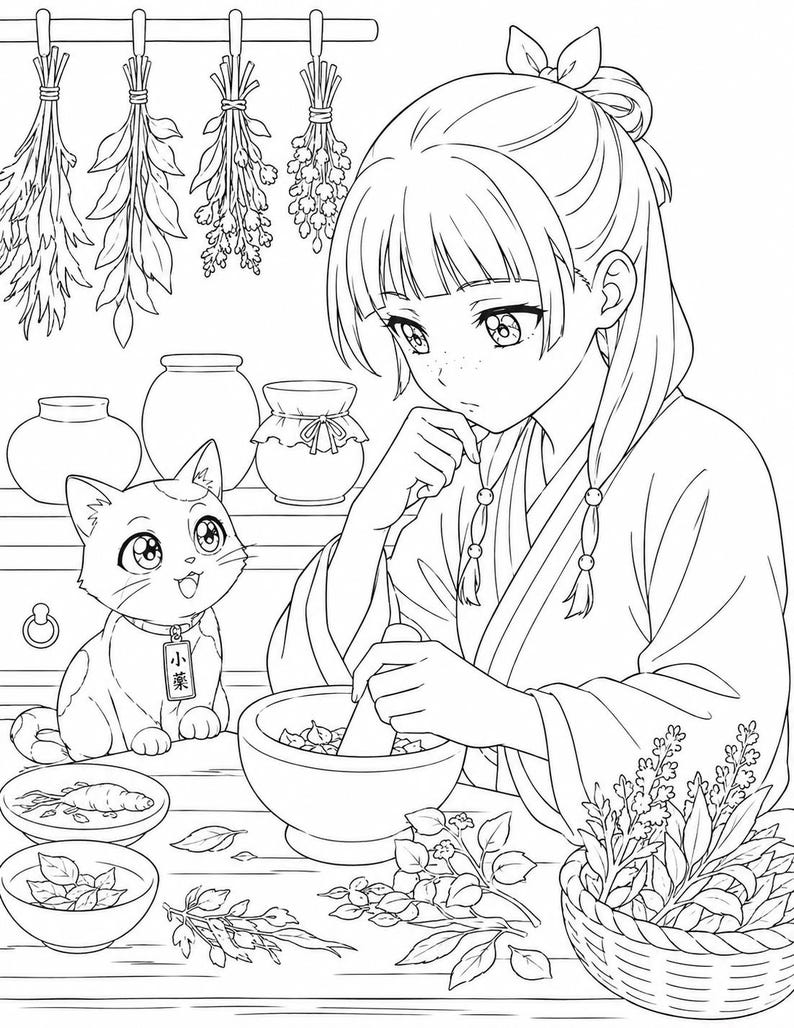 The Apothecary Diaries Coloring Book | Anime Coloring Printable Pages (Digital Download)
