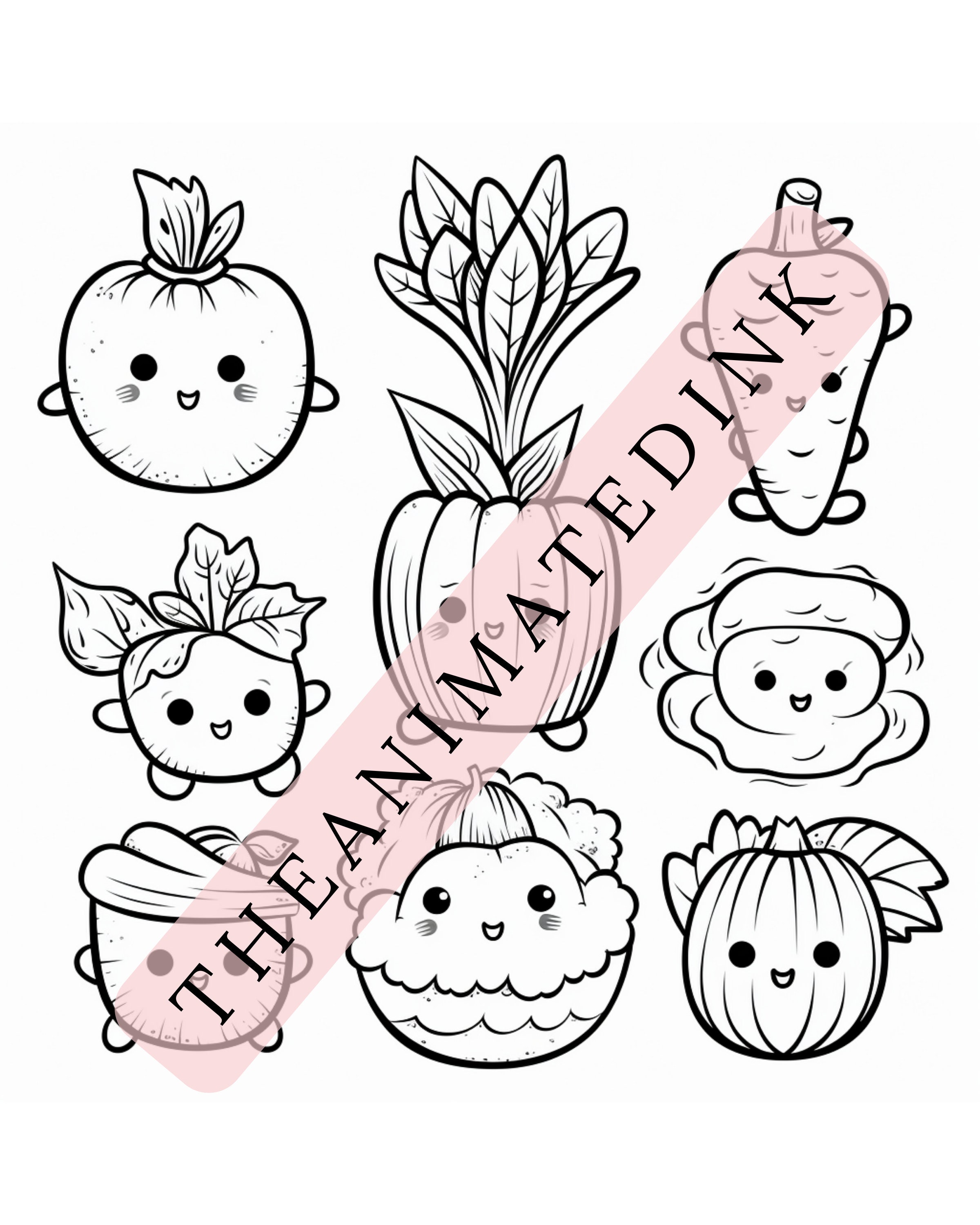 Easy Kawaii Coloring Pages for Kids, Toddlers - Etsy