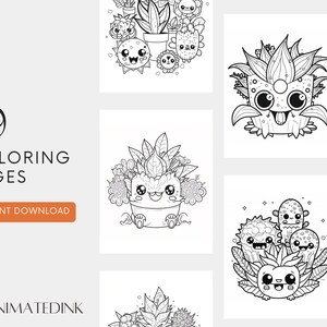 Monster Plant Kawaii Kleurplaten voor volwassenen en kinderen