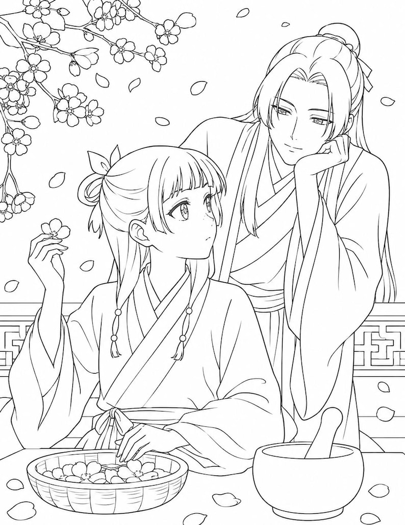 The Apothecary Diaries Coloring Book | Anime Coloring Printable Pages (Digital Download)