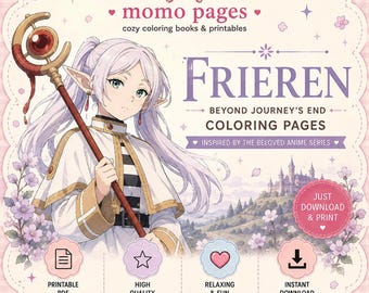 Frieren Anime Coloring Pages – 55 Coloring book pages | Printable PDF