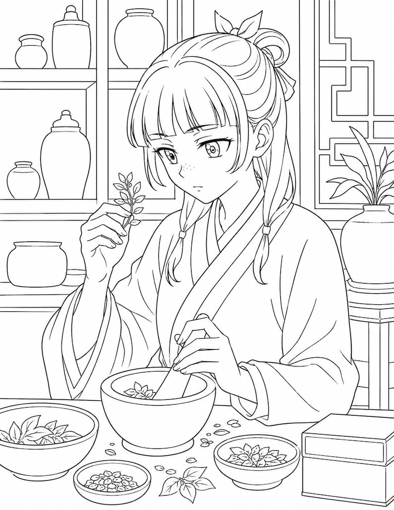 The Apothecary Diaries Coloring Book | Anime Coloring Printable Pages (Digital Download)