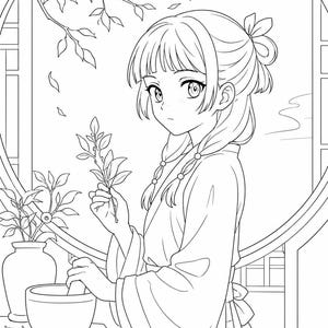 The Apothecary Diaries Coloring Book | Anime Coloring Printable Pages (Digital Download)