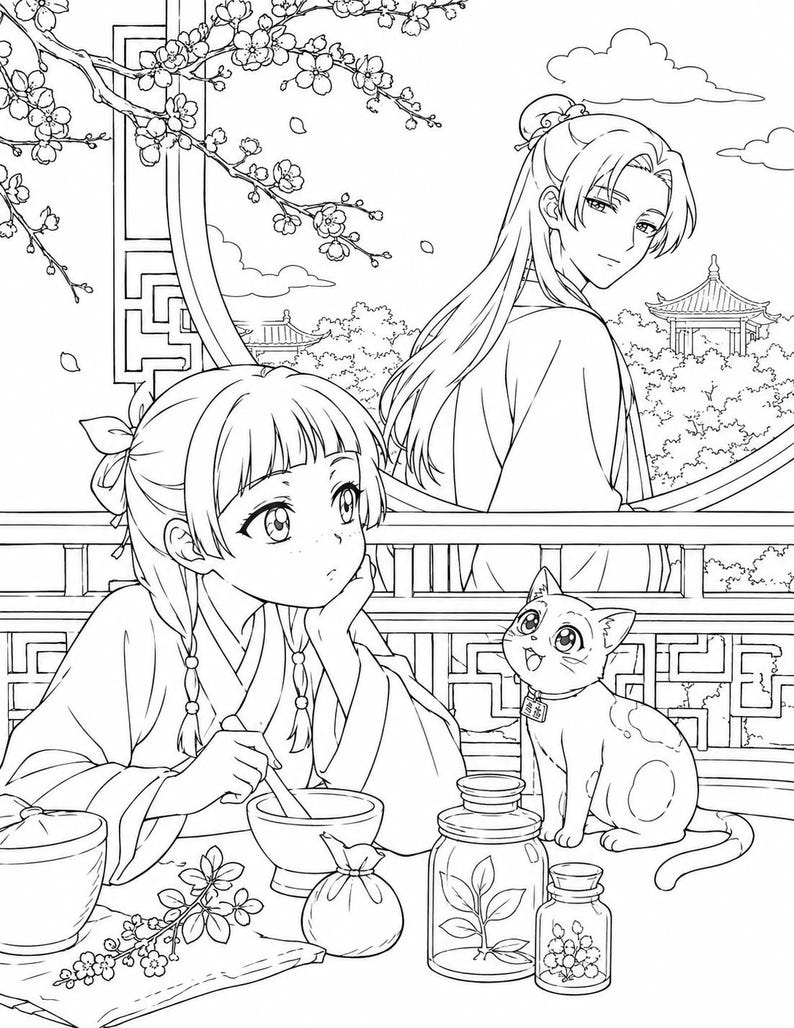 The Apothecary Diaries Coloring Book | Anime Coloring Printable Pages (Digital Download)