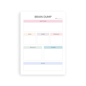Planer produktywności DO DRUKU, Planer wdzięczności na każdy dzień/tydzień/miesiąc, DO POBRANIA PDF, Planer Brain Dump
