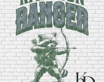 Ranger Raccoon Archery SVG PNG JPG Digital File - Cute Woodland Craft ...