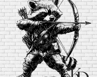 Ranger Raccoon Archery SVG PNG JPG Digital File - Cute Woodland Craft ...