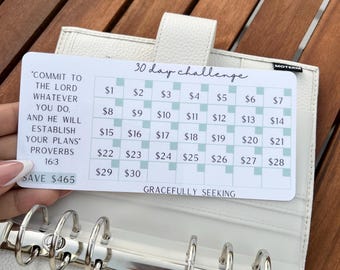 30 Days Savings Envelope Challenge | Monthly Calendar Savings Goal | Financial Tracker | A6 Tracker Emergency Fund Goal | Sinking Funds