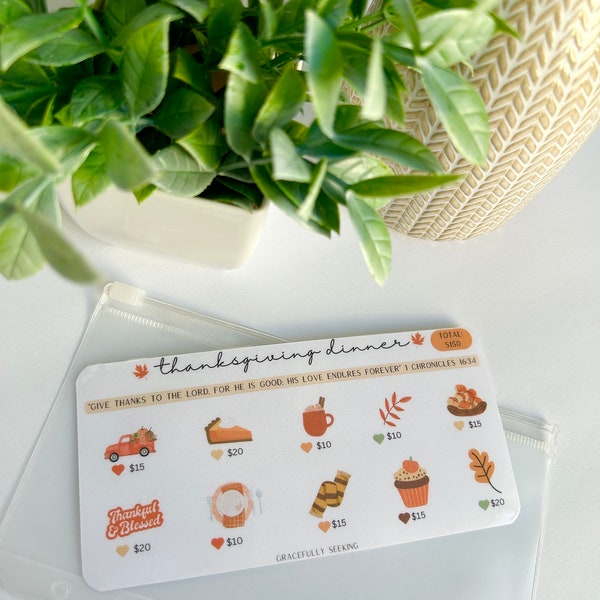 Thanksgiving Savings Envelope Challenge | Physical Printable Laminated Insert | A6 Tracker Cash Budgeting System | Sinking Funds