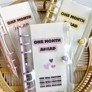One Month Ahead Savings Challenge | A6 Budget Binder | Sinking Funds | Cash Envelopes | Cash Stuffing | Savings Binder | Laminated