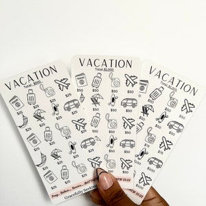 Vacation Set of 3 Savings Envelope Challenge | Physical Printable Laminated Insert | A6 Tracker Cash Budgeting System | Sinking Funds