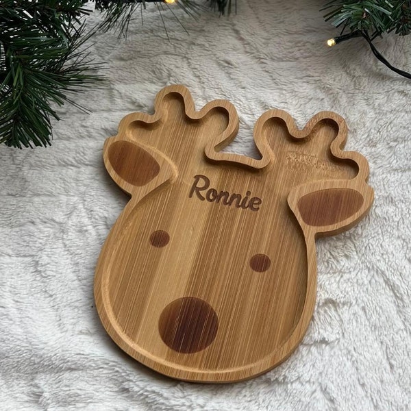 Personalised Reindeer Bamboo Plate / Treat Plate / Toddler Plate / Weaning Plate / Xmas Plate / Father Christmas Plate / 1st Xmas Gift