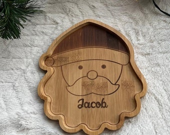 12 x Personalised Santa Bamboo Plate for Alice  / Treat Plate / Toddler Plate / Weaning Plate / Xmas Plate / Father Christmas Plate