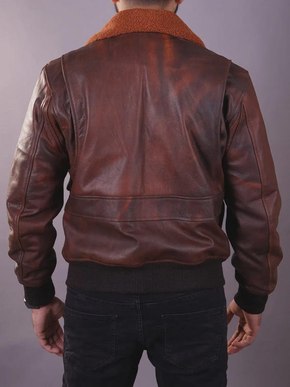 Men's Aviator Bomber Jackets - A2 G1 Flight Coat. Distressed Brown
