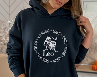 Leo Zodiac Hoodie: Astrology Gift, Unisex Cotton-Blend Sweatshirt