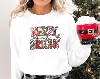 Merry Christmas Sweatshirt, Christmas Shirt for Women, Womens Christmas Shirt, Christmas Women, Merry Christmas Sweatshirt, Merry and Bright