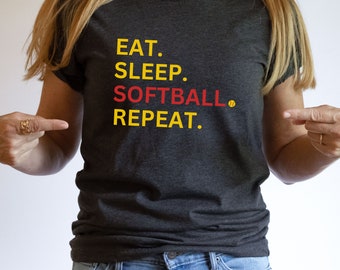 Softball Shirt, Eat Sleep Softball Shirts, Softball Mom Shirt, Baseball Gift,  Softball Team Gifts, Team Shirts, Funny Softball Shirt