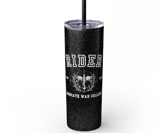 Fourth Wing Dragon Rider Tumbler: Black Glitter 20oz Skinny Cup