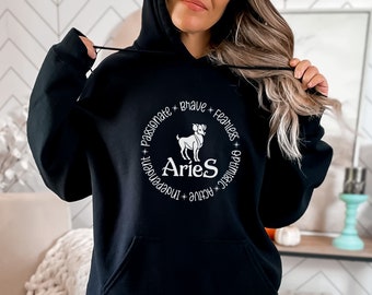 Aries Zodiac Sweatshirt, Astrology Gifts, Horoscope sweatshirt, Zodiac Birthday, Scorpio Capricorn Gemini Libra Leo Cancer Pisces Virgo