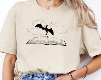 Maglietta con libro da lettura del drago: Maglietta da lettore fantasy - Regalo BookTok