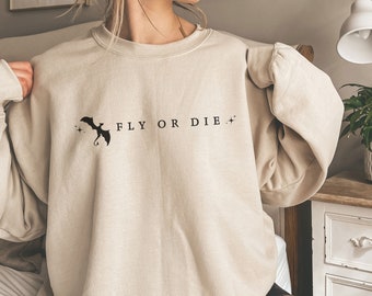 Dragon Sweatshirt, Dragons Shirt, Fourth Wing, Basgiath War College, Dragon Rider Tshirt, Fantasy Gift, Book Gift, Fly or Die, Gift Her