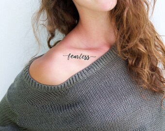 Fearless Temporary Tattoo,  Word Tattoo, Inkish, Temp tattoo, Quote Tattoo, Fearless Tattoo, Temp Tats, Positive Tattoo