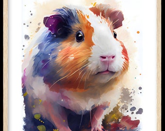 Cavia aquarel Art Print, zoete aardappel Piggy schilderij Wall Art decor, originele kunstwerken voor kinderen en liefhebbers van cavia's