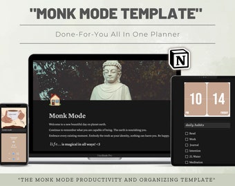 All-In-One Notion Life Planner | Monk Mode Productivity and Organizing Template | Time Management & Habit Tracker | Digital Download