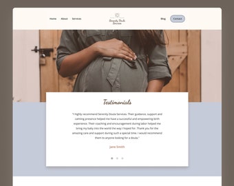 Szablon witryny Showit | Szablon witryny Doula | Szablon położnej | Szablon witryny | Usługi Serenity Doula | Blue Clover Web Design