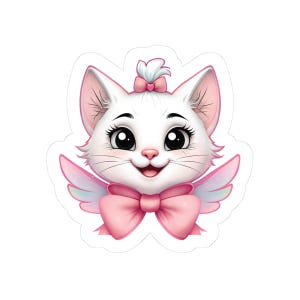 Cat with Wings Kiss-Cut Stickers, Angel Cat Sticker, Cute Animal Decal, Kitty with Wings Vinyl Sticker, Adorable Pet Badge, Cat Lover Gift,