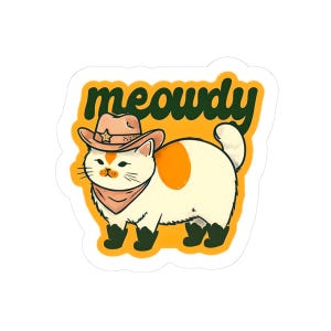 Cat in Cowboy Boots Kiss-Cut Stickers, Meowdy Cute Animal Decal for Laptop, Water Bottle, Scrapbook, Gift, Vinyl Sticker Set