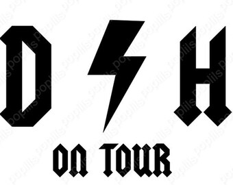 May include: Black and white graphic design with the text "AD/HD on Tour" in a bold, gothic font style. A lightning bolt is between the words "AD" and "HD".