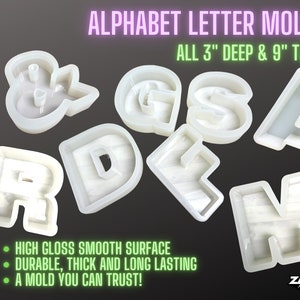 Moukiween Reversed Alphabet Resin Molds Kit, Letter Silicone Molds