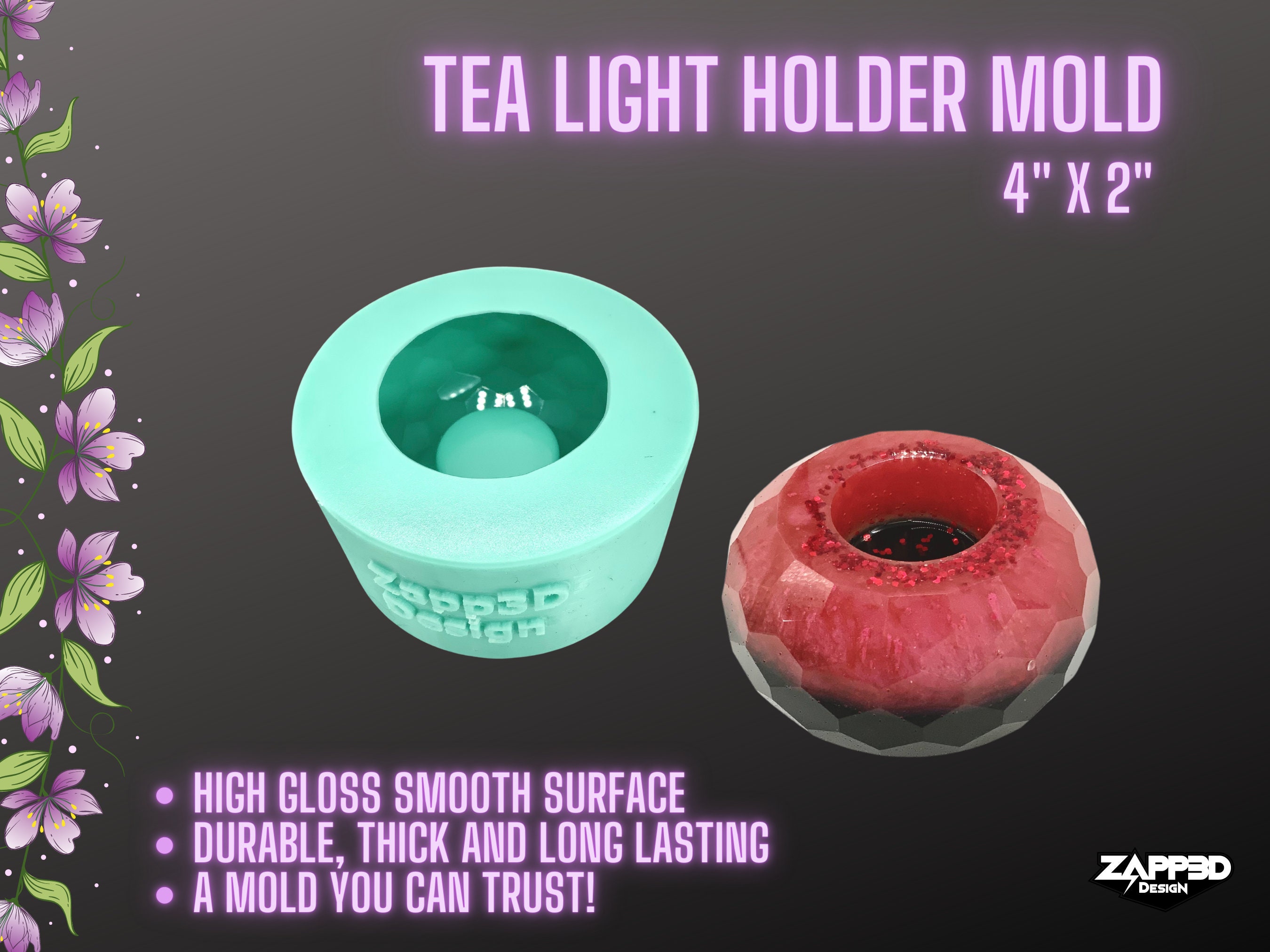 Tea Light Candle Holder Silicone Mold - by Happy Dotting Company - Round  Shape - Tealight Candle Molds for Cement Casting - DIY & Creative Projects  - Dotting and Mandala Art