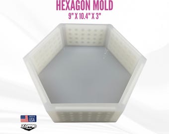 Hexagon Silicone Mold | 9"x 10.4"x3" Deep | ULTRA Quality | Memorial Molds, Block Mold, Flower Preservation Mold, 3" Deep Molds