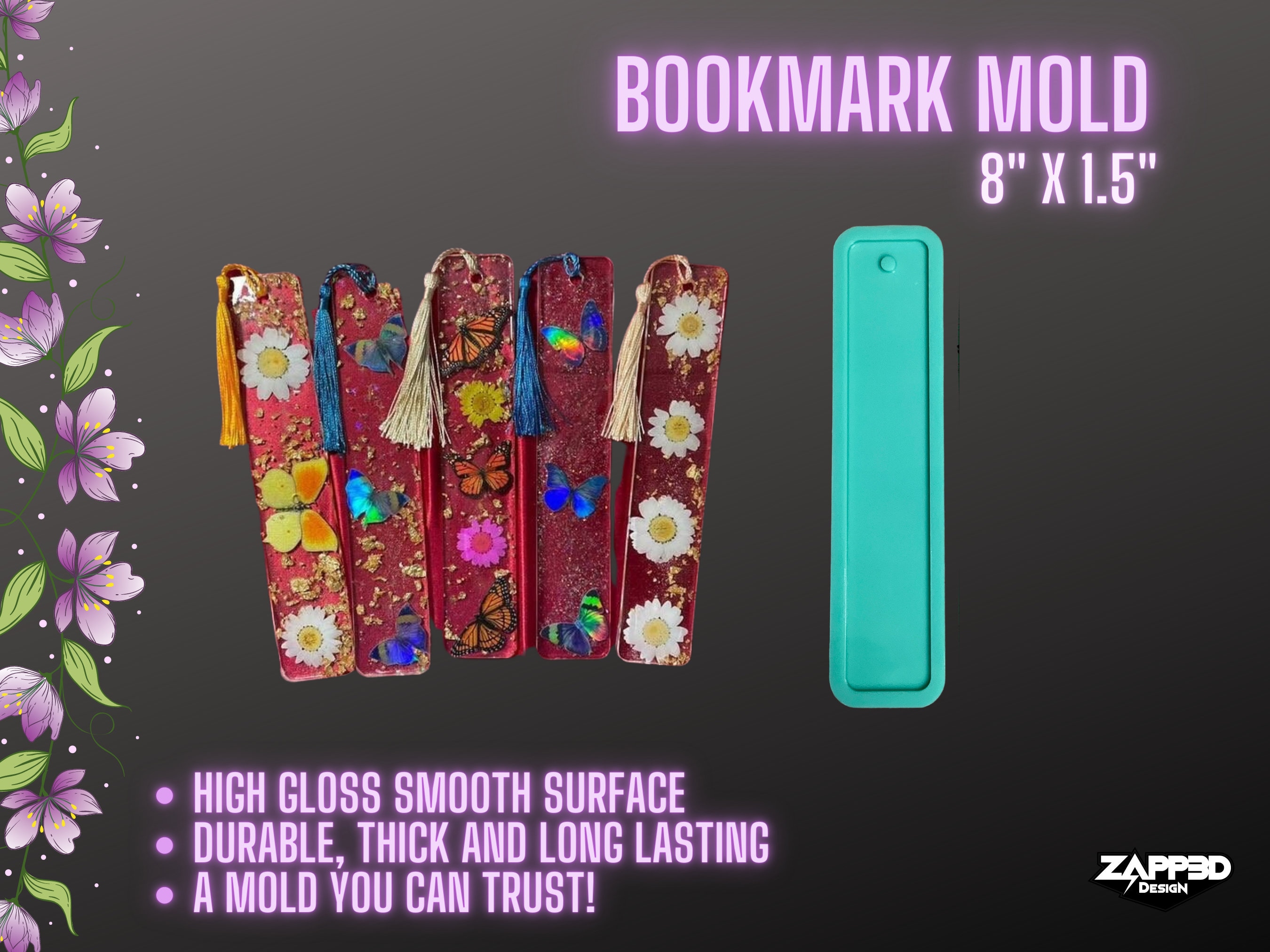 3pcs Silicone Bookmark Design Epoxy Mold, Rectangle Sheer DIY Resin Bookmark  Craft Mould