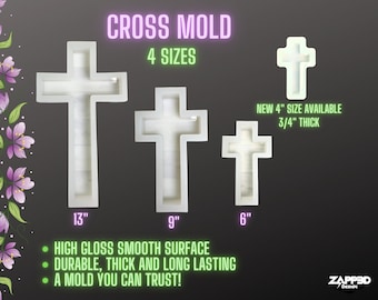 Cross Resin Mold | 4 Sizes | ULTRA Quality | Cross Mold, Memorial Molds, Flower Preservation Mold, Cross Mold for Resin, Cross Silicone Mold