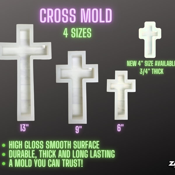 Cross Resin Mold | 4 Sizes | ULTRA Quality | Cross Mold, Memorial Molds, Flower Preservation Mold, Cross Mold for Resin, Cross Silicone Mold