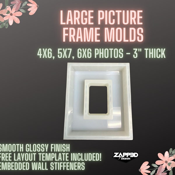 Picture Frame Mold | 3" Thick | 3 Sizes | Frame Mold, Deep Frame Mold, Large Picture Frame Mold, Photo Frame Mold