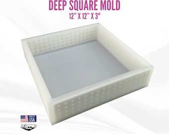 Deep Square Silicone Mold | 12"x12"x 3" | ULTRA Quality | Deep Silicone Mold for Resin, Block Mold, Flower Preservation Mold, Casting Mold