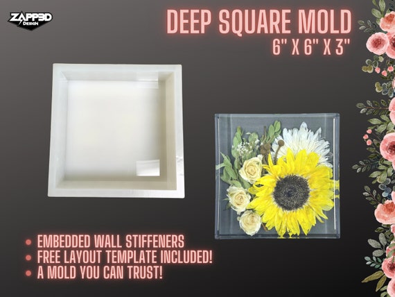 Deep Square Silicone Mold Shiny 6x6x6 / Flower Preservation Cube 