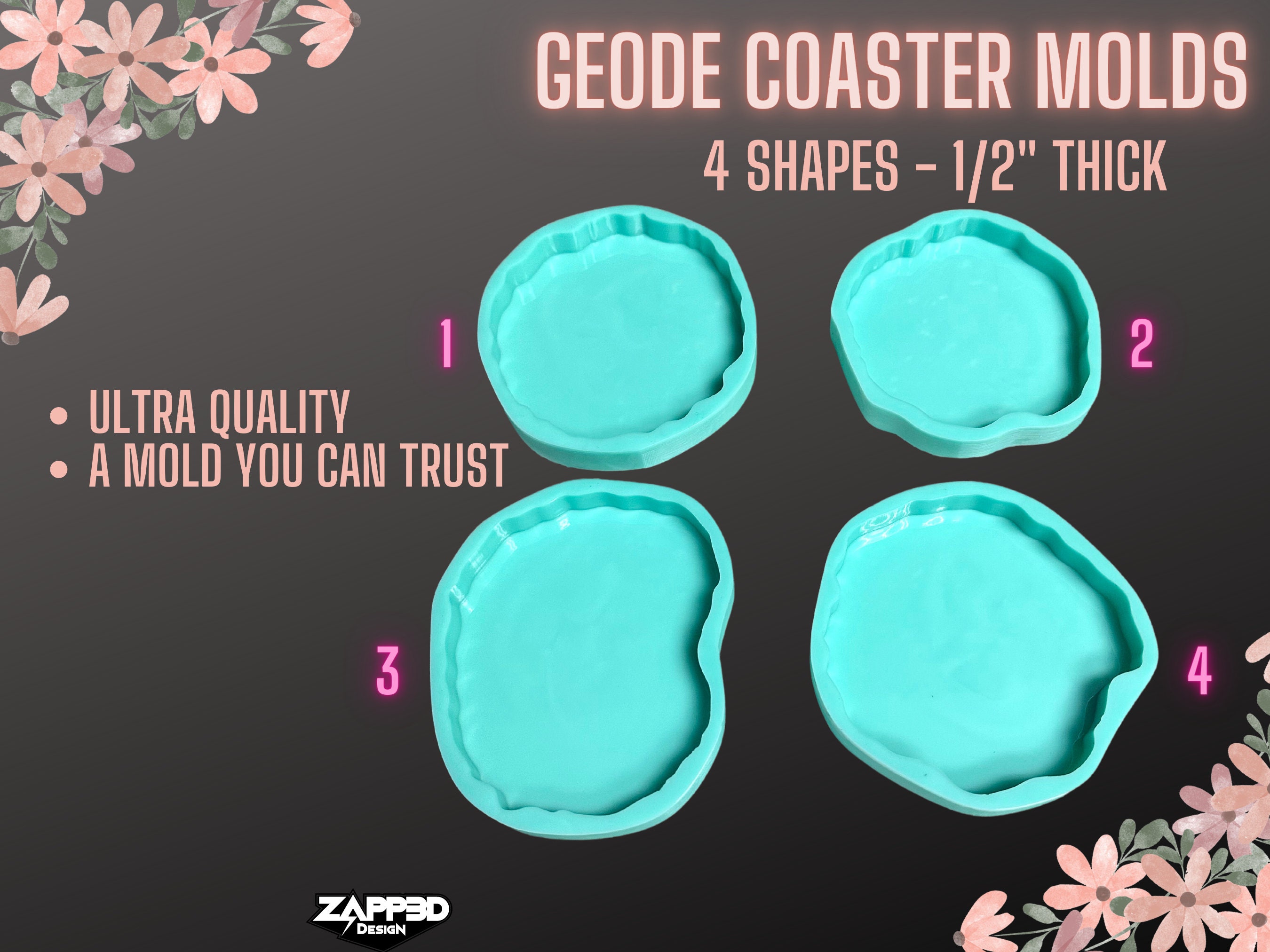RESINWORLD Silicone Resin Molds, 1 Pcs 10 Inches Large Resin Tray Mold + 4 Pack 5 Inches Geode Agate Coaster Molds, Geode Tray Molds, Tray and Coaster
