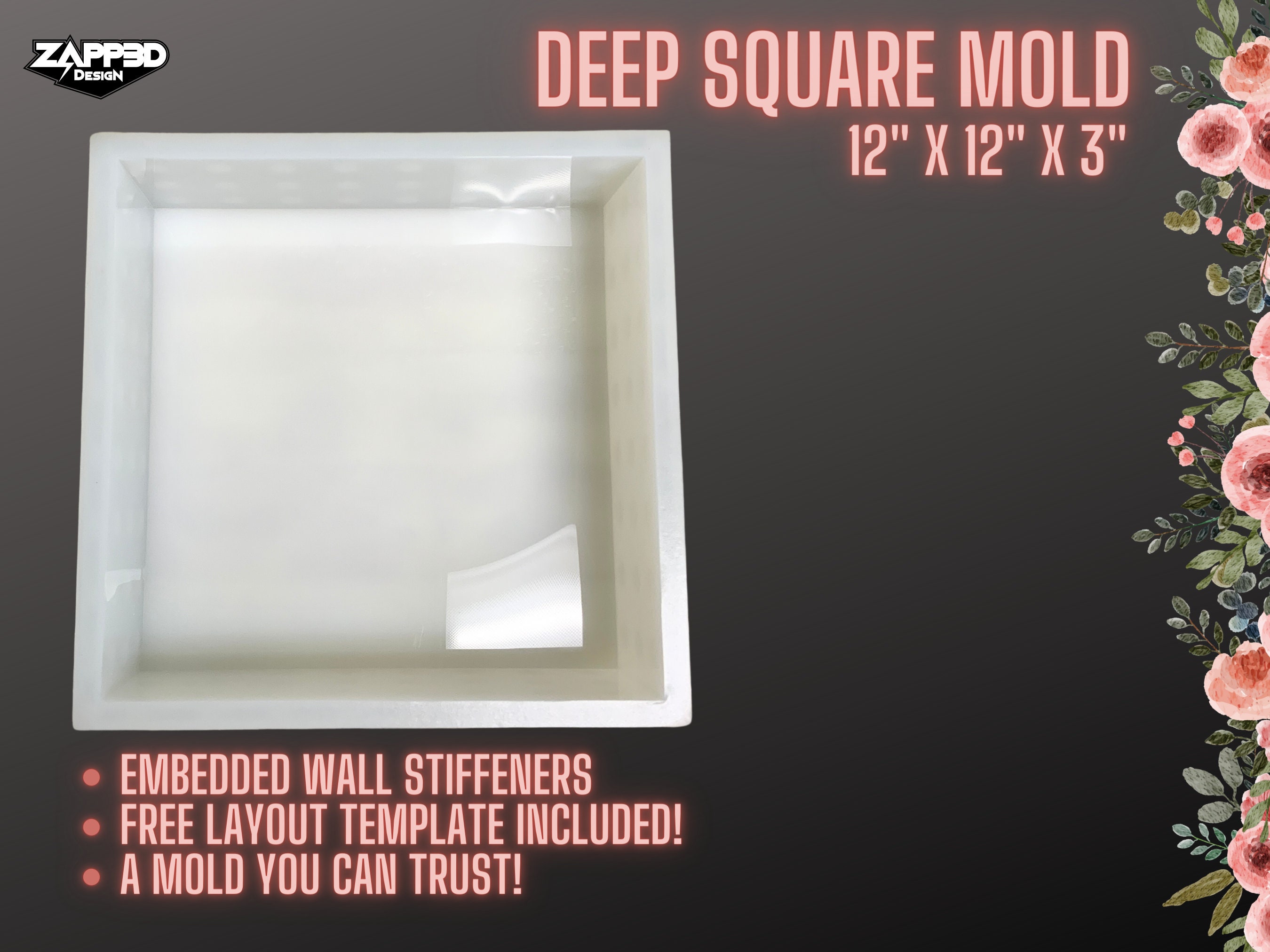 12x12x2 Square Silicone Mold For Epoxy Resin