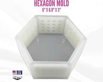Hexagon Silicone Mold | 6"x 7"x3" Deep | ULTRA Quality | Memorial Molds, Block Mold, Flower Preservation Mold, 3" Deep Molds