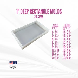 1" Deep Rectangle Silicone Mold | 24 SIZES | Serving Tray Mold, Cheese Board Mold, Rectangle Mold