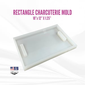 May include: White rectangle silicone mold for charcuterie, measuring 18 inches by 12 inches by 1.25 inches.  The mold has two small handles on the sides.