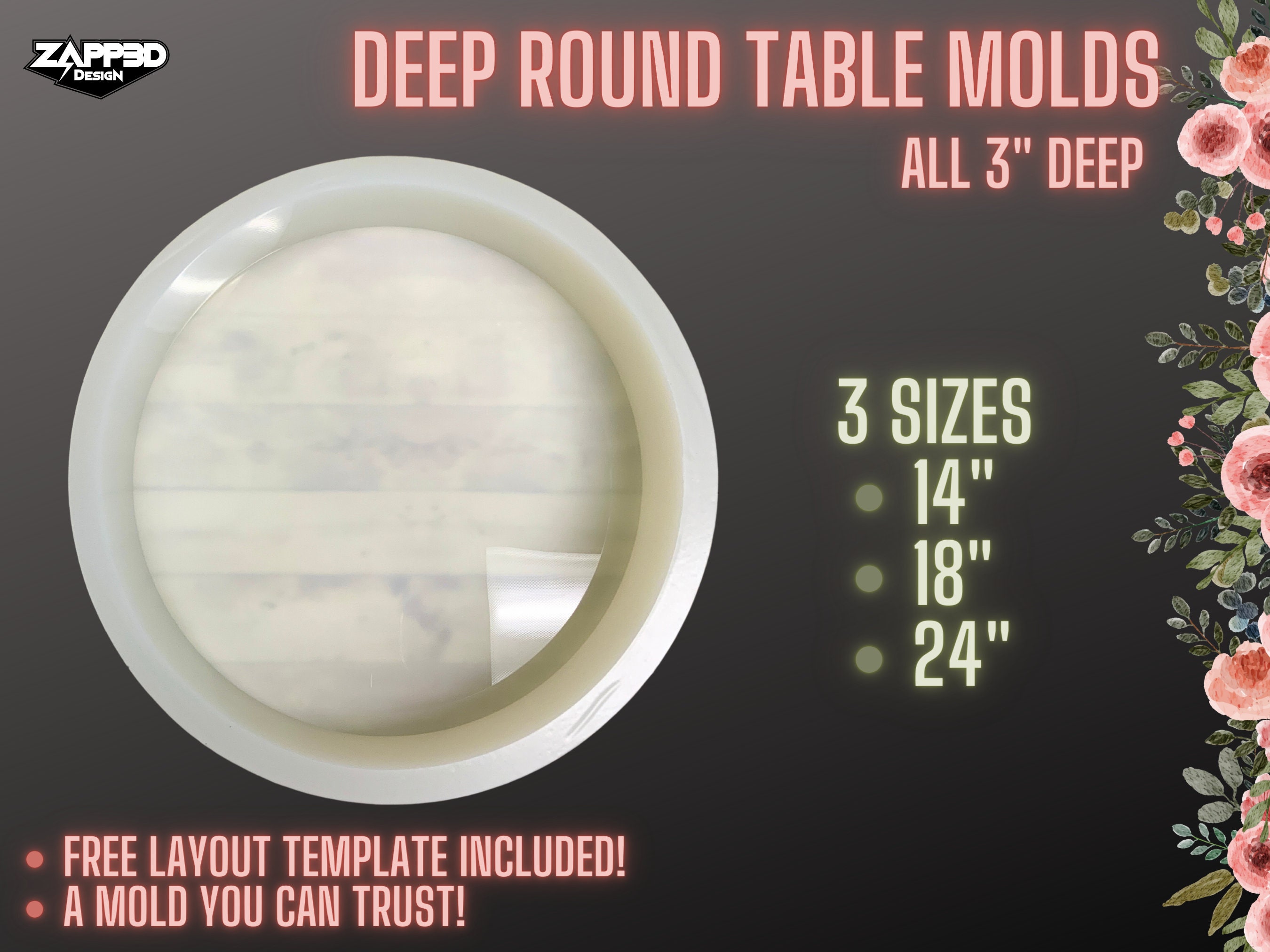 Large Round Resin Form Mold, 20 Inch 12 Inch Round Silicone Molds