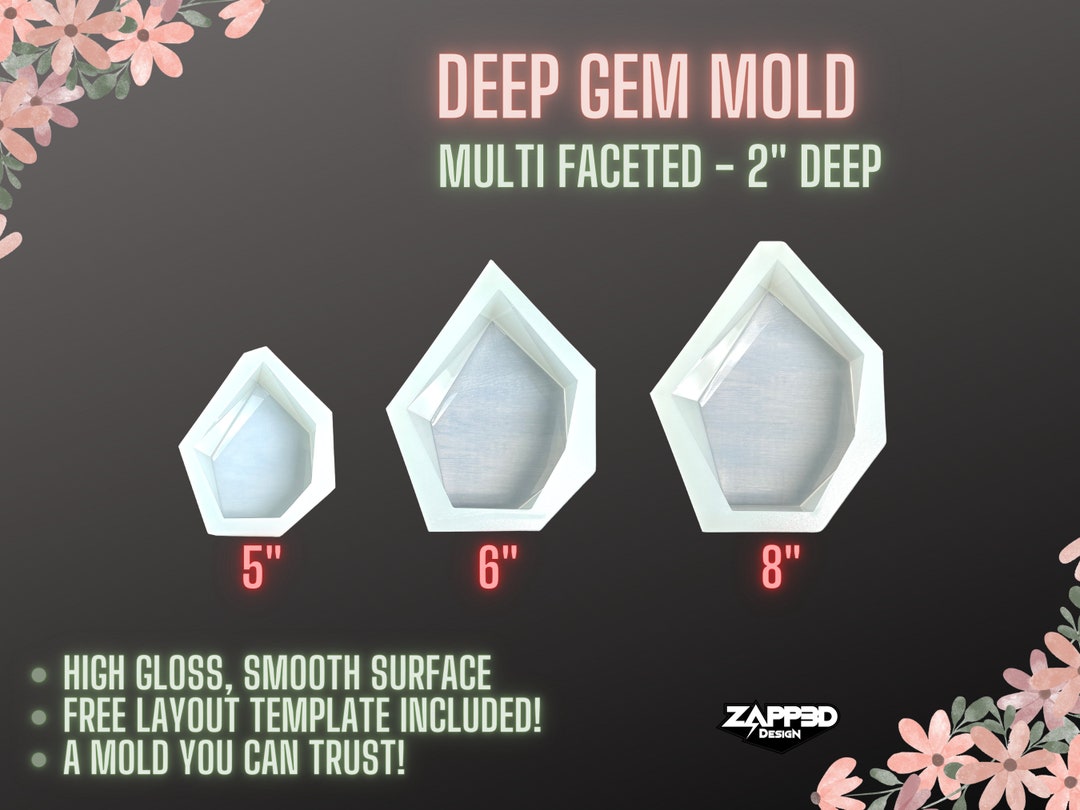Deep Gem Mold 5, 6, 8 Multi Faceted Mold, Memorial Molds, Iceberg Mold